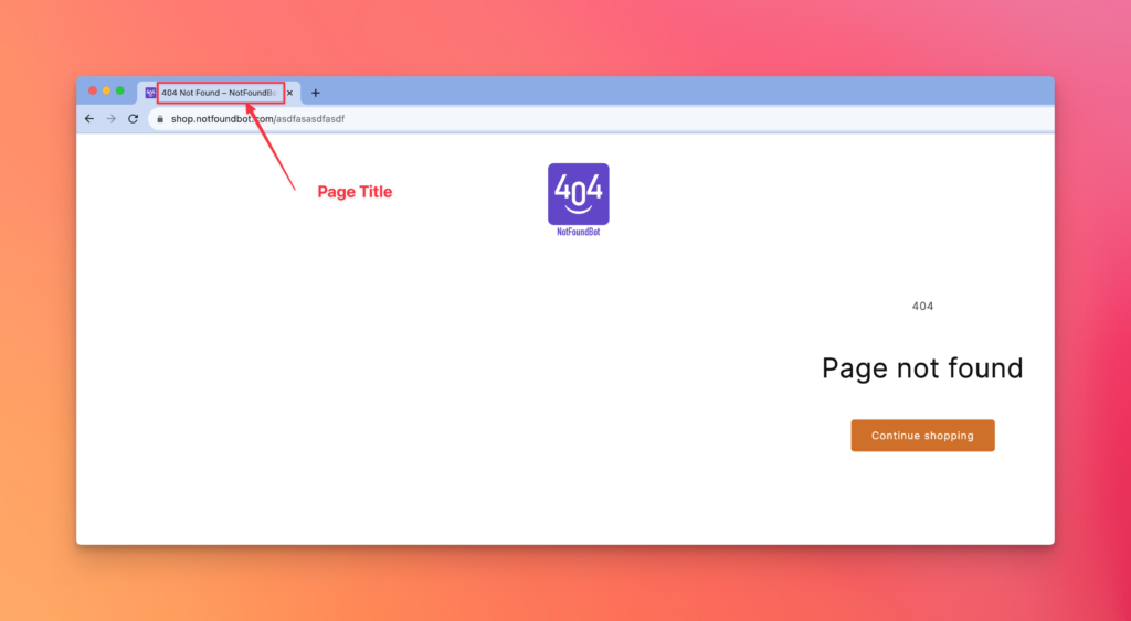 Shopify Store 404 Error Page Title