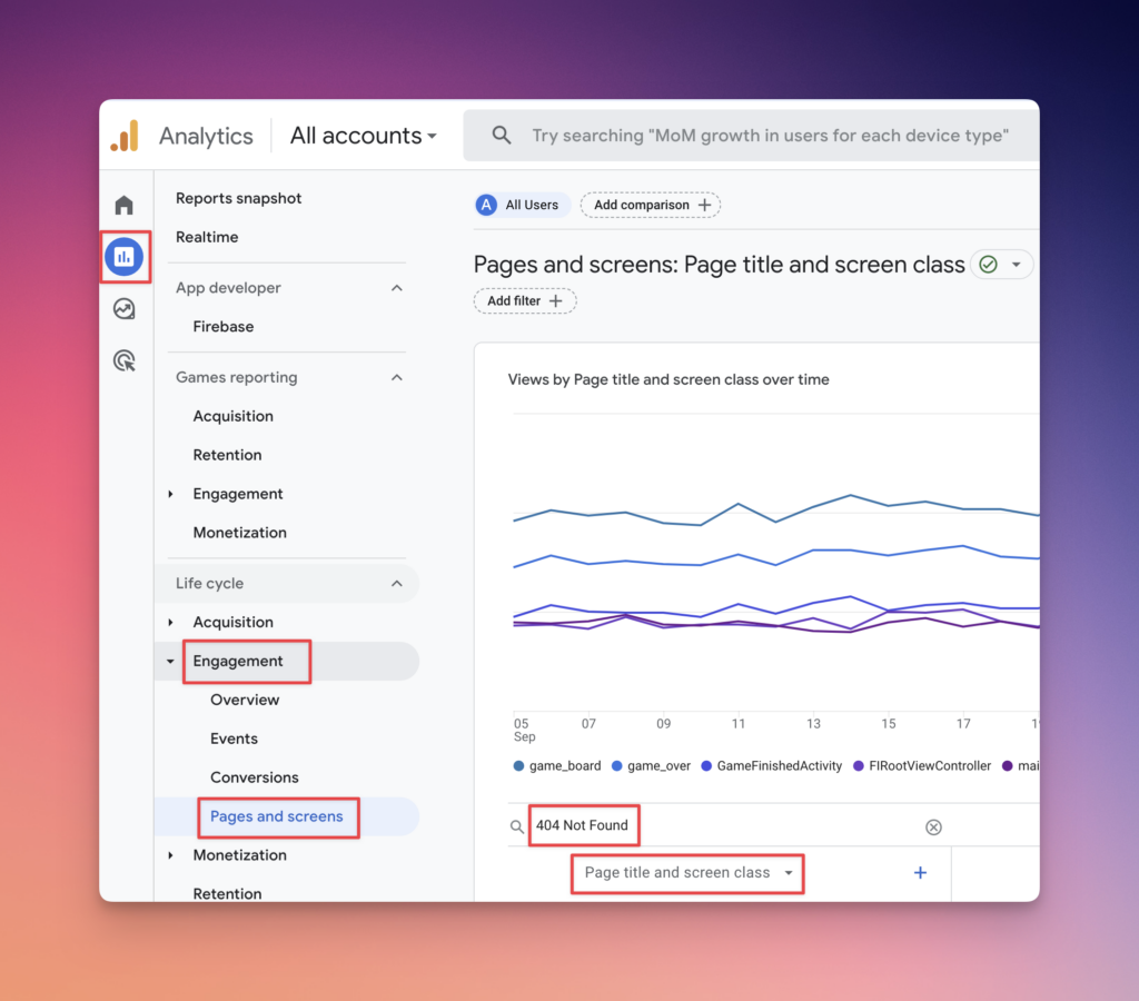 How to find 404 errors in GA4 - Using Page Title